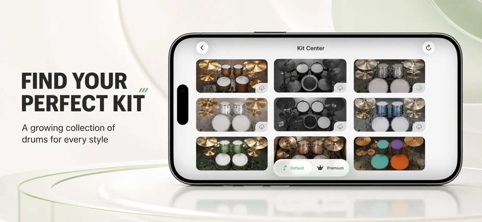 Central de kits do Mega Drum em um celular