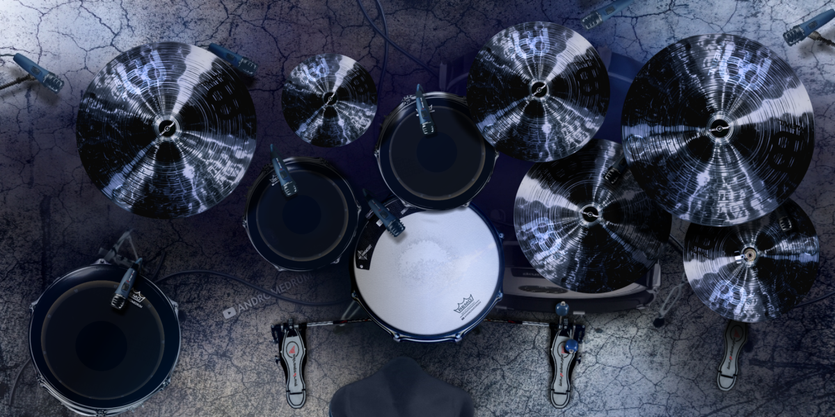 Lighting Blue drum kit